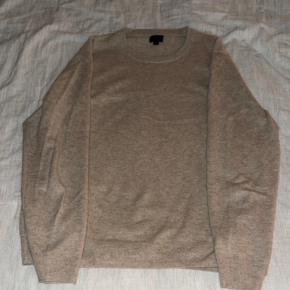 J. Crew Men's Beige Cashmere Crewneck Sweater